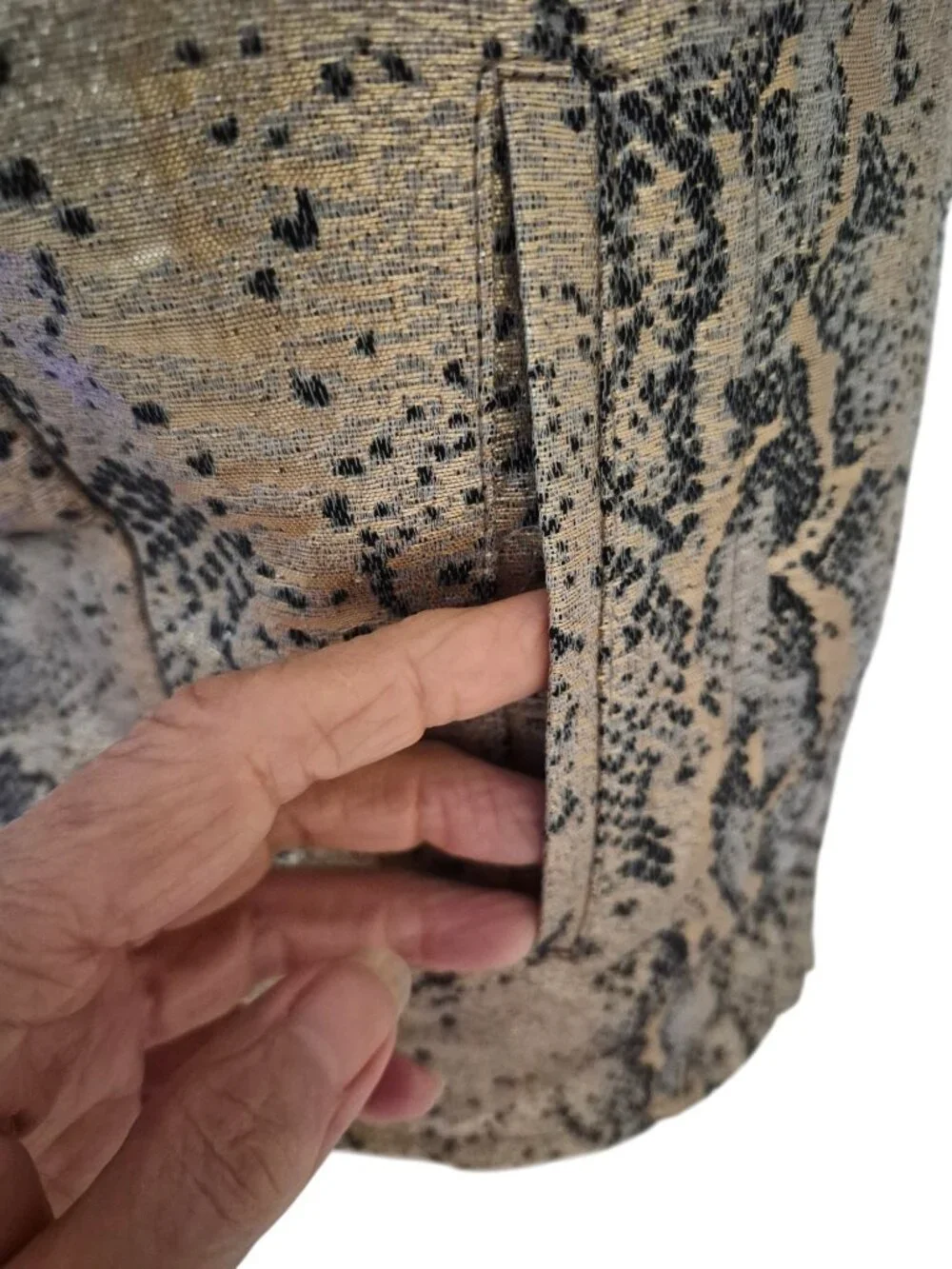 Guess Bernadette Snakeskin Print Metallic Gold Silver Black Moto Style M